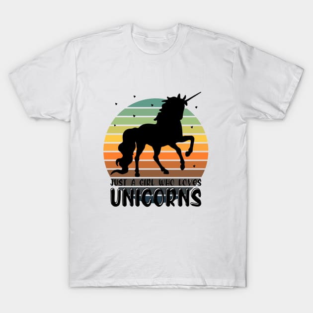Just a girl who loves Unicorns 4 T-Shirt by Disentangled